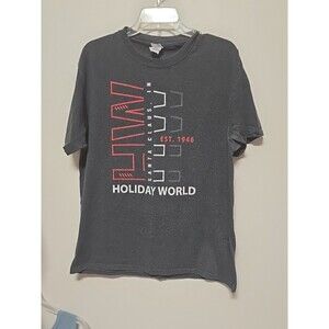 Holiday World & Splashin' Safari GRAY T-Shirt Size LARGE Santa CLAUSE  Indiana